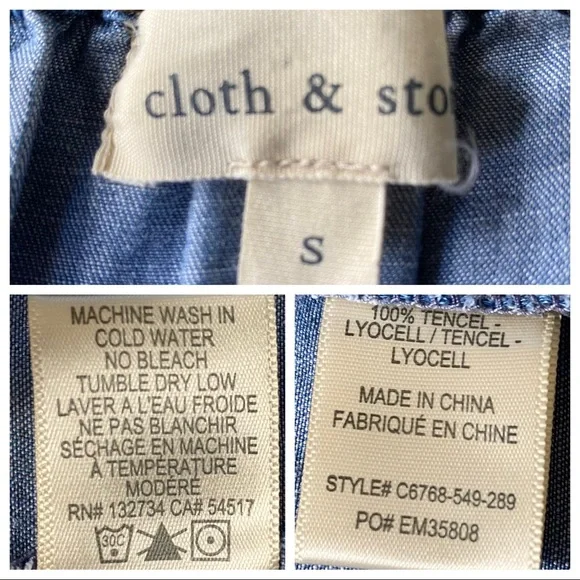 NWOT Cloth & Stone Chambray Off the Shoulder Shift Dress, Small, Blue - Picture 13 of 14